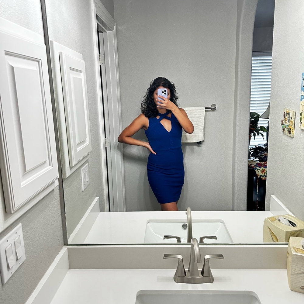 Blue Bodycon Party Dress | S View 2